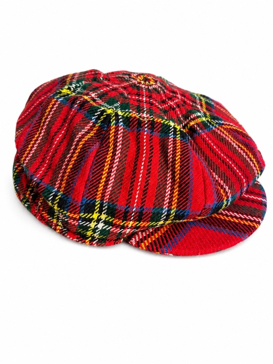 Source Unknown Other - Vintage Red Tartan Plaid Newsboy Cap Size 6 7/8